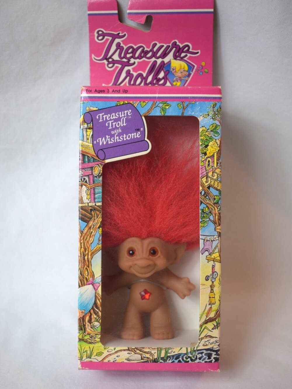 Vintage New In Box 1991 Ace Novelty Treasure Troll Doll With Red WishStone